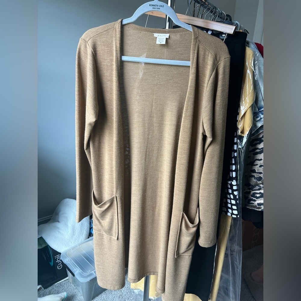 Yelete Women's Camel Open Front Cardigan